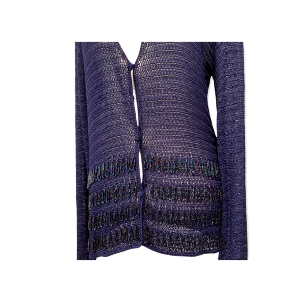francesca rose Navy Beaded Crochet Jacket - Picture 5 of 9